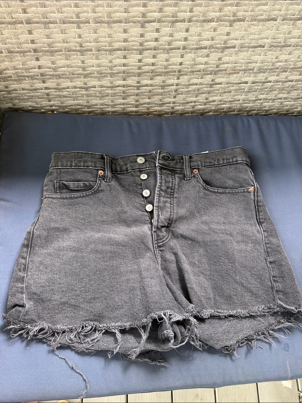 Old Navy Black Washed Denim Button-Front Jean Shorts